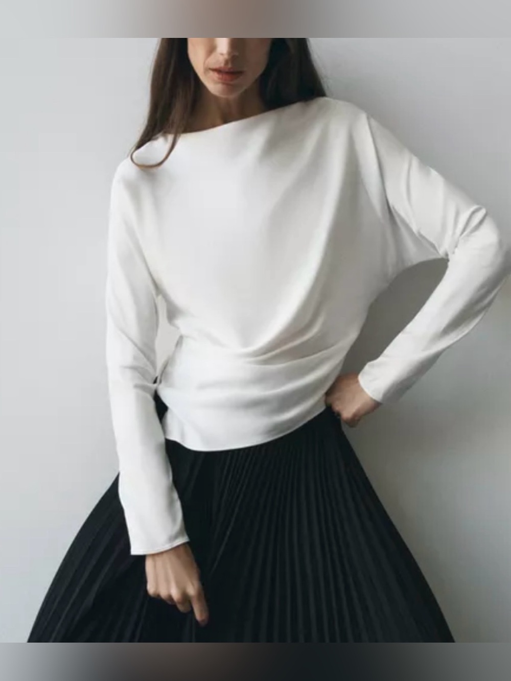 Nwt- Zara- ruched satin shirt- M